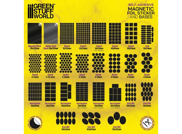 Magnetic Bases - 30x30mm (54 st) Green Stuff World 