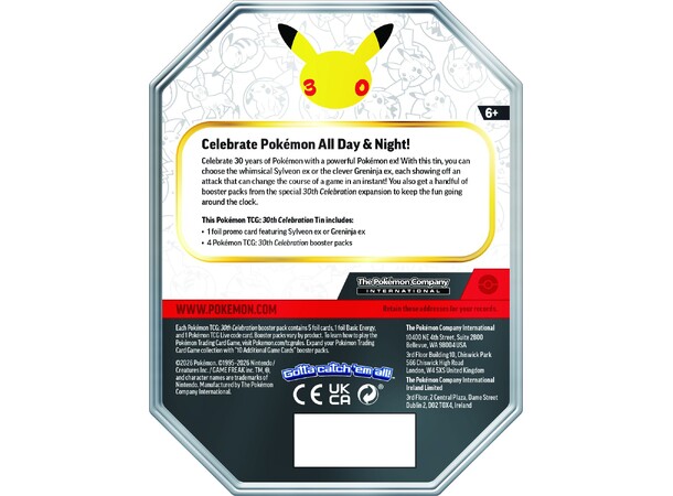 Pokemon 30th Celebration Tin Box #1 Sylveon ex 