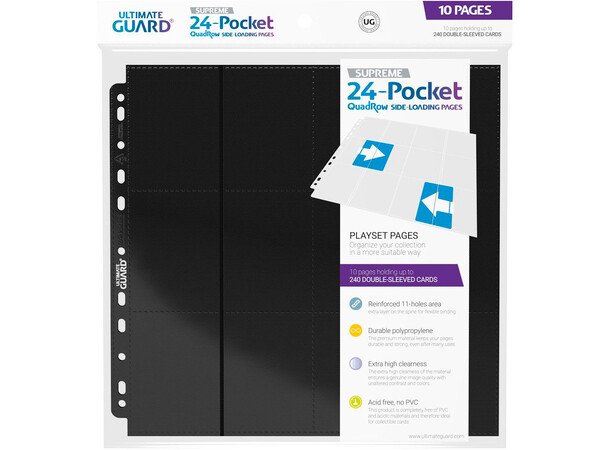 Pages 24-Pocket QuadRow x10 Svart Ultimate Guard Plastfickor 