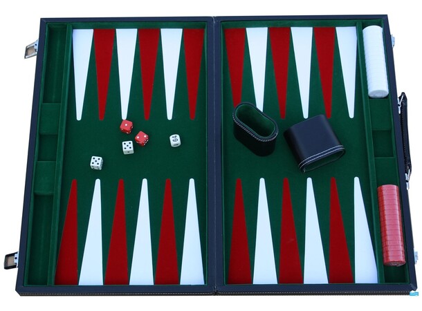 Backgammon Komplett 45 cm Vinyl Levereras i vinylfodral 