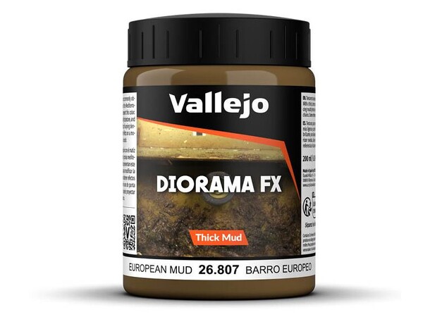 Vallejo Texture European Mud 200ml Thick Mud Texture Acrylic 