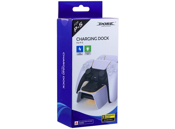 Dobe PlayStation 5 Charging Dock m/ljus Laddningsstation för 2 PS5-kontroller 