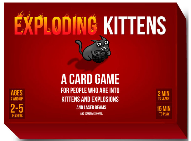 Exploding Kittens Kortspel Engelsk Original baksida, lämplig till exp. 