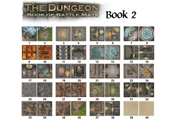 Book Of Battlemats DUNGEON - 80 sidor Spiralbunden - 2,5 cm rutnät 
