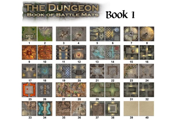 Book Of Battlemats DUNGEON - 80 sidor Spiralbunden - 2,5 cm rutnät 
