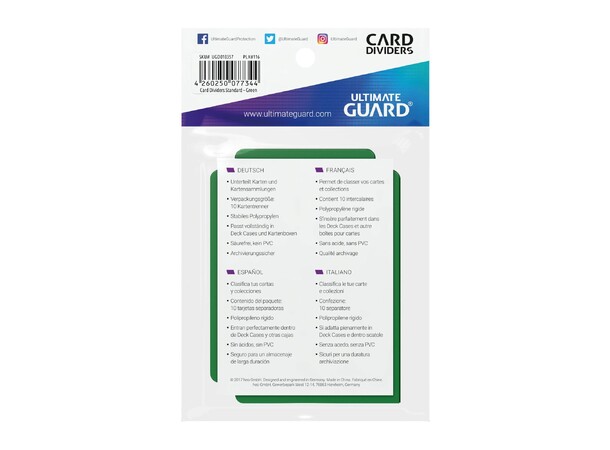Card Dividers x10 Grön Ultimate Guard 
