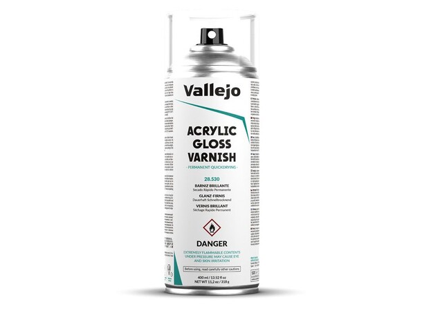 Vallejo Acrylic Gloss Varnish 400ml Sprayburk med glansig klarlack 
