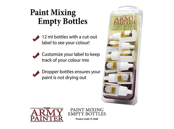 Army Painter Paint Mixing Empty Bottles 12 ml flaskor - 6 st 