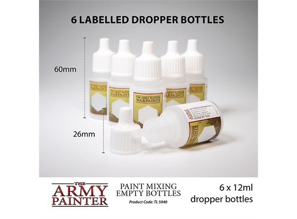 Army Painter Paint Mixing Empty Bottles 12 ml flaskor - 6 st 