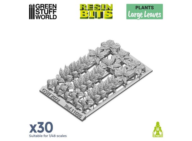 Large Leaves 3D Printed (30 st) 1:48 Green Stuff World 