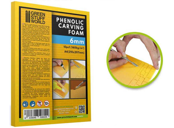 Phenolic Carving Foam 6mm - A4 (2 st) Green Stuff World 