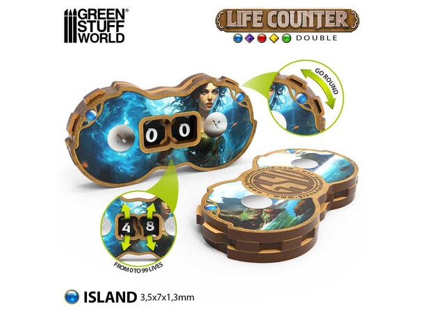 MTG Life Counter Island För Magic the Gathering, D&D, Warhammer 