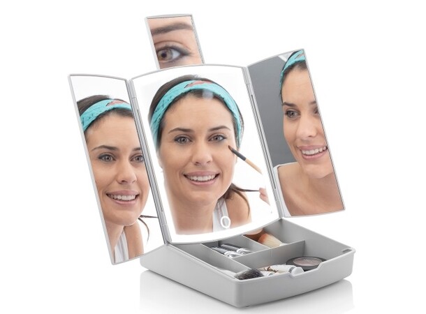 Panomir 3-i-1 LED sminkspegel/box 