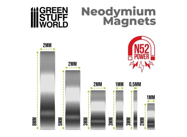 Neodymium Magnet 3x0,5mm - 100 st Green Stuff World 