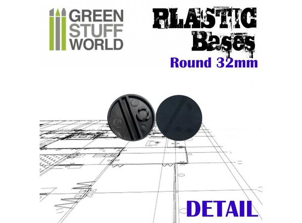Plastbas Svart Round - 32mm (20 st) Green Stuff World 