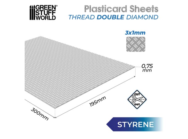 Plasticard Thread Double Diamond Texture Green Stuff World 