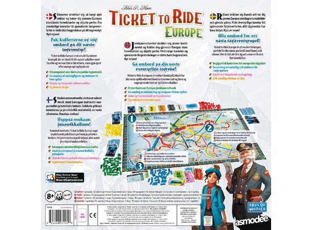 Ticket to Ride Europe Brädspel Refresh 2026 svensk utgåva 