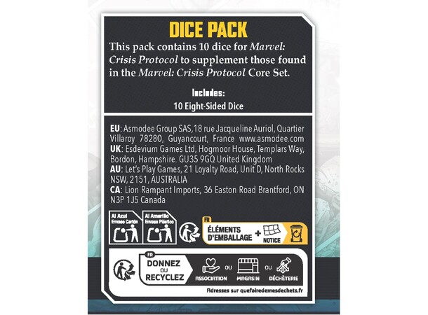 Marvel Crisis Protocol Dice Pack Extra tärningsset - 10 tärningar (2025) 