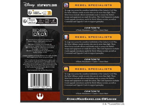 Star Wars Legion Rebel Specialists Unit Expansion 
