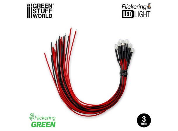 LED Light Green Flickering 3mm (10 st) Green Stuff World 