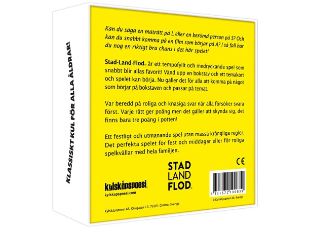 Stad-Land-Flod Partyspel Svensk utgåva 