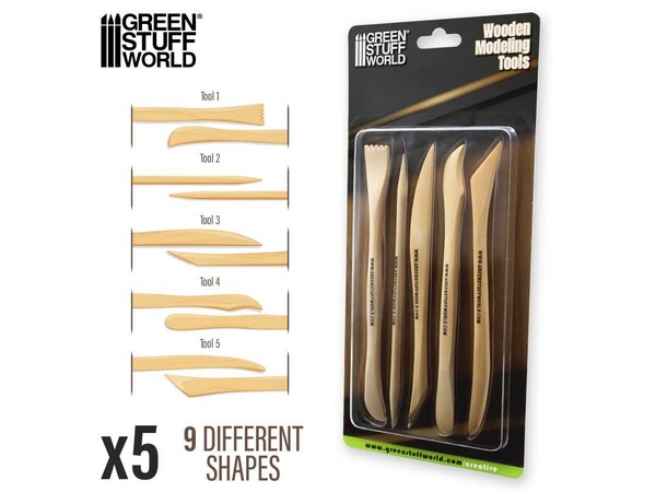 Wooden Modelling Tools - 5 st Green Stuff World 