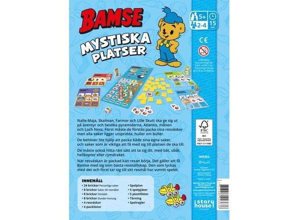 Bamse Mystiska platser Brädspel Svensk utgåva 