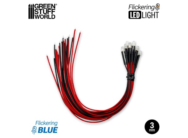 LED Light Blue Flickering 3mm (10 st) Green Stuff World 
