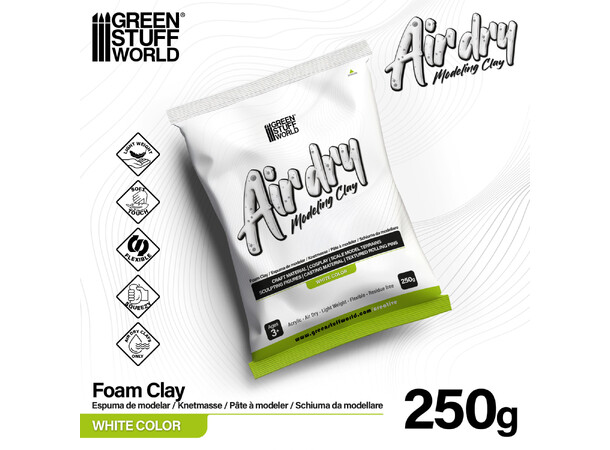 Air Dry Foam Clay 250g - White Green Stuff World 
