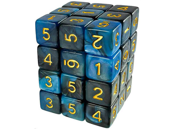 D6 12mm Dice Blue Swirl - 36 st Green Stuff World 
