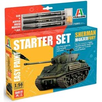 M4A3E8 Sherman Fury Starter Set Italeri 1:56 Byggsats