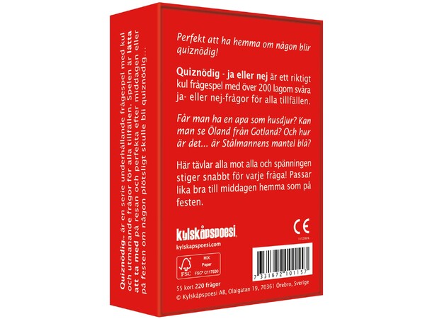 QuizNödig Ja eller Nej Partyspel Svensk utgåva 