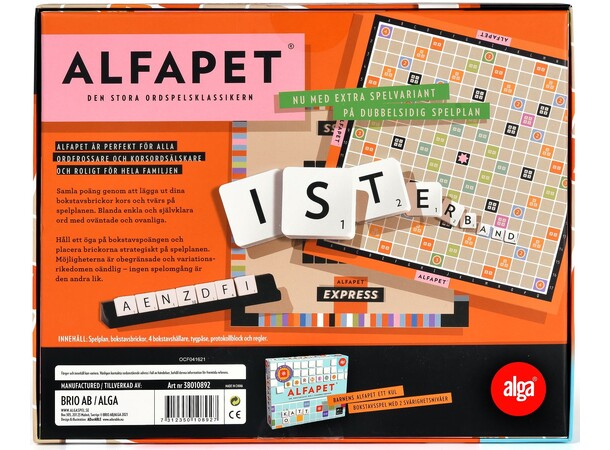 Alfapet Brädspel Svensk utgåva 