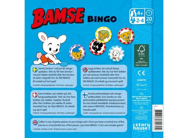 Bamse Bingo Brädspel Svensk utgåva 