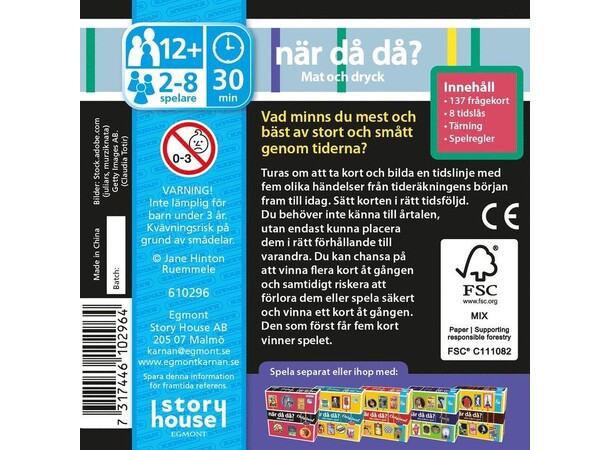 När då då Pocket Mat och dryck Frågespel Svensk utgåva 