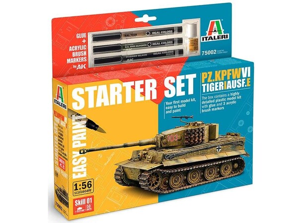 Pz. kpfw VI Tiger I Ausf. E Starter Set Italeri 1:56 Byggsats 