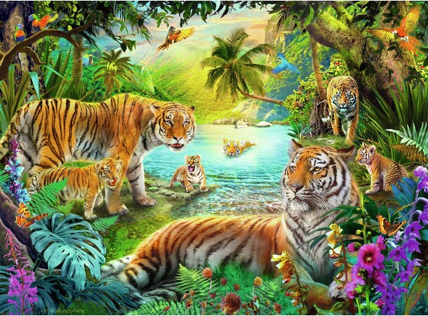 Tiger Family in Oasis 500 bitar Pussel Ravensburger Puzzle 