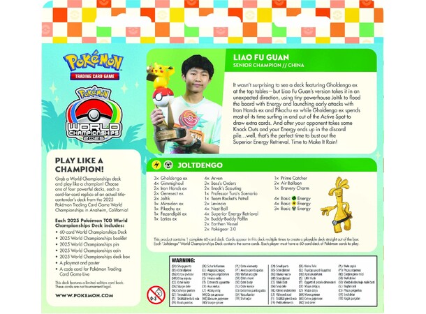 Pokemon World Championship Deck 2025 #2 Liao Fu Guan - Joltdengo 