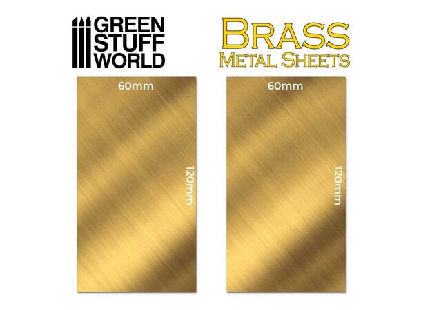 Brass Metal Sheets 60x120mm x2 Green Stuff World 